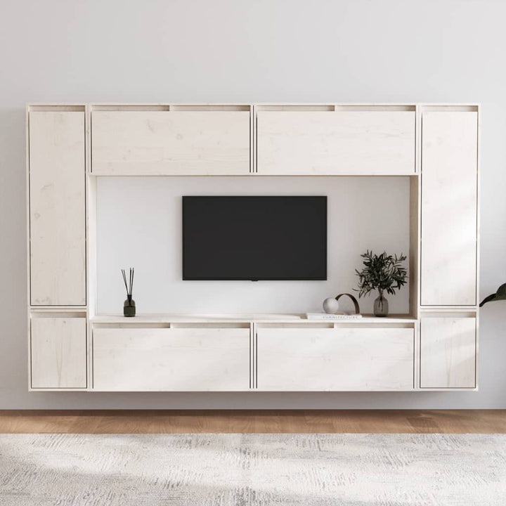 Tv-Bänk 8 Delar Massiv Furu