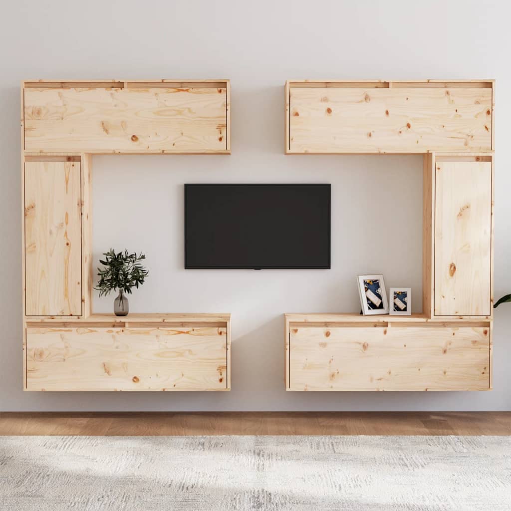 Tv-Bänk 6 St Massiv Furu
