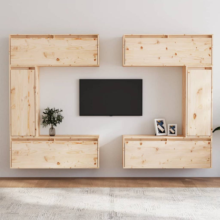 Tv-Bänk 6 St Massiv Furu