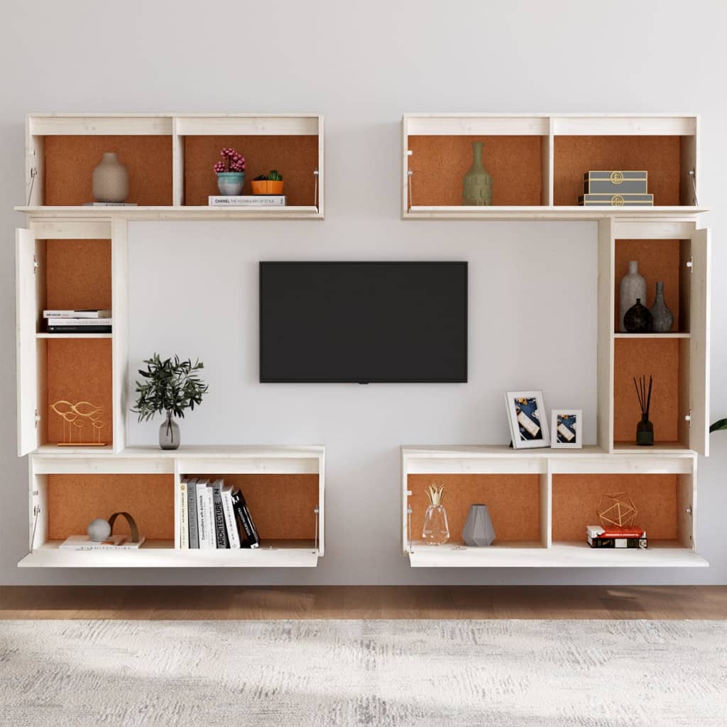 Tv-Bänk 6 St Massiv Furu