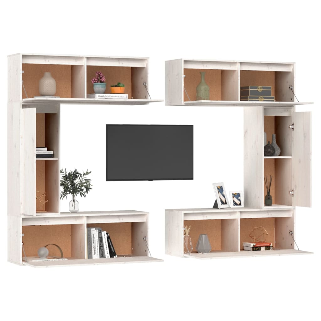 Tv-Bänk 6 St Massiv Furu