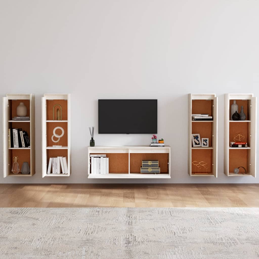 Tv-Bänk 5 Delar Massiv Furu