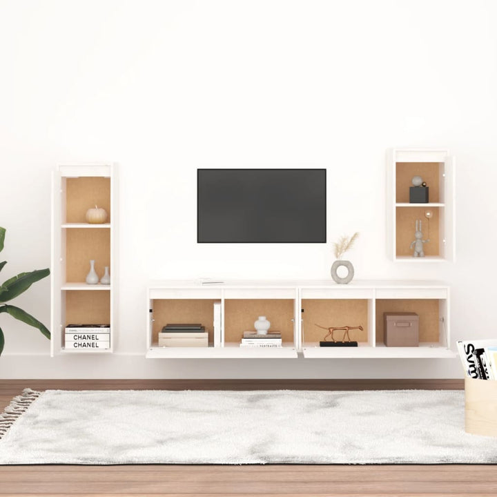 Tv-Bänk 4 St Massiv Furu