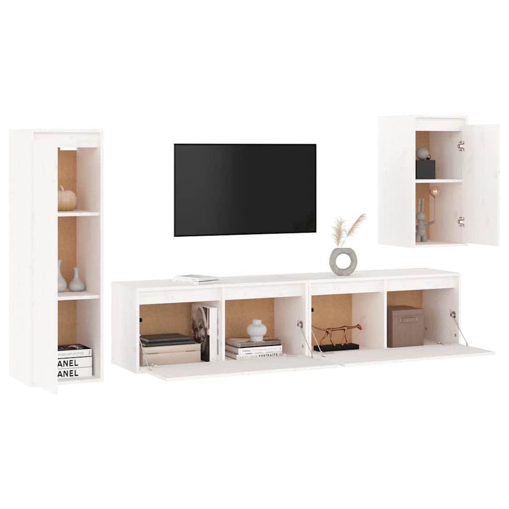 Tv-Bänk 4 St Massiv Furu