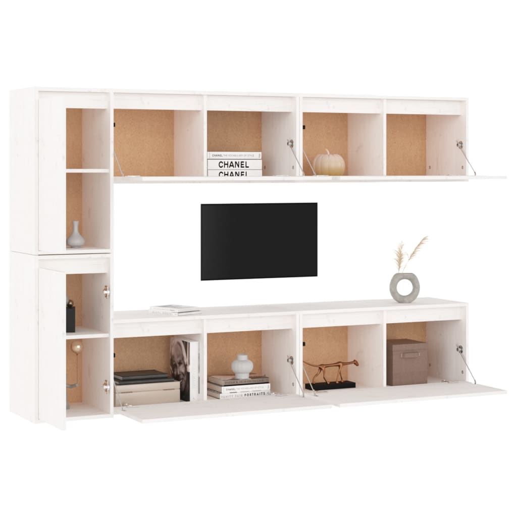 Tv-Bänk 6 St Massiv Furu