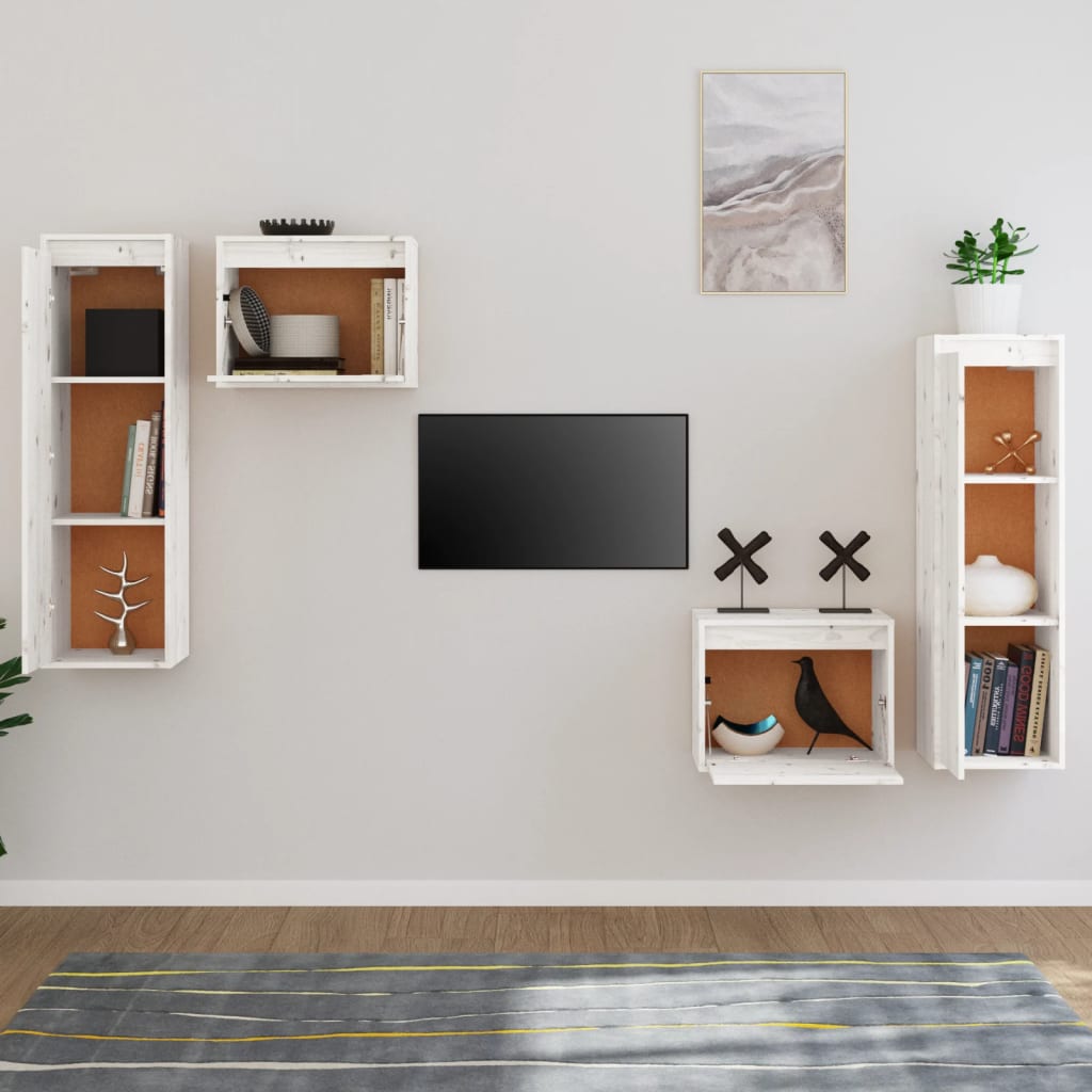 Tv-Bänk 4 St Massiv Furu
