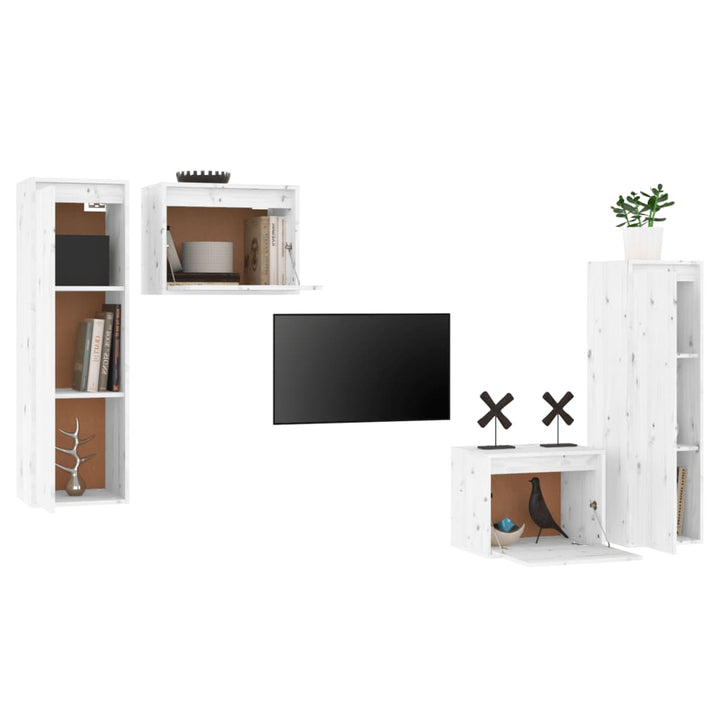 Tv-Bänk 4 St Massiv Furu