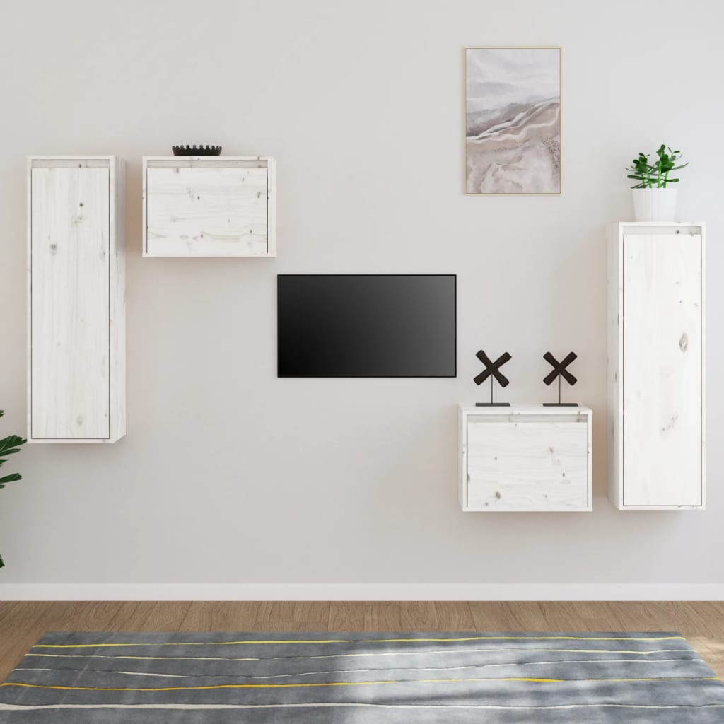 Tv-Bänk 4 St Massiv Furu