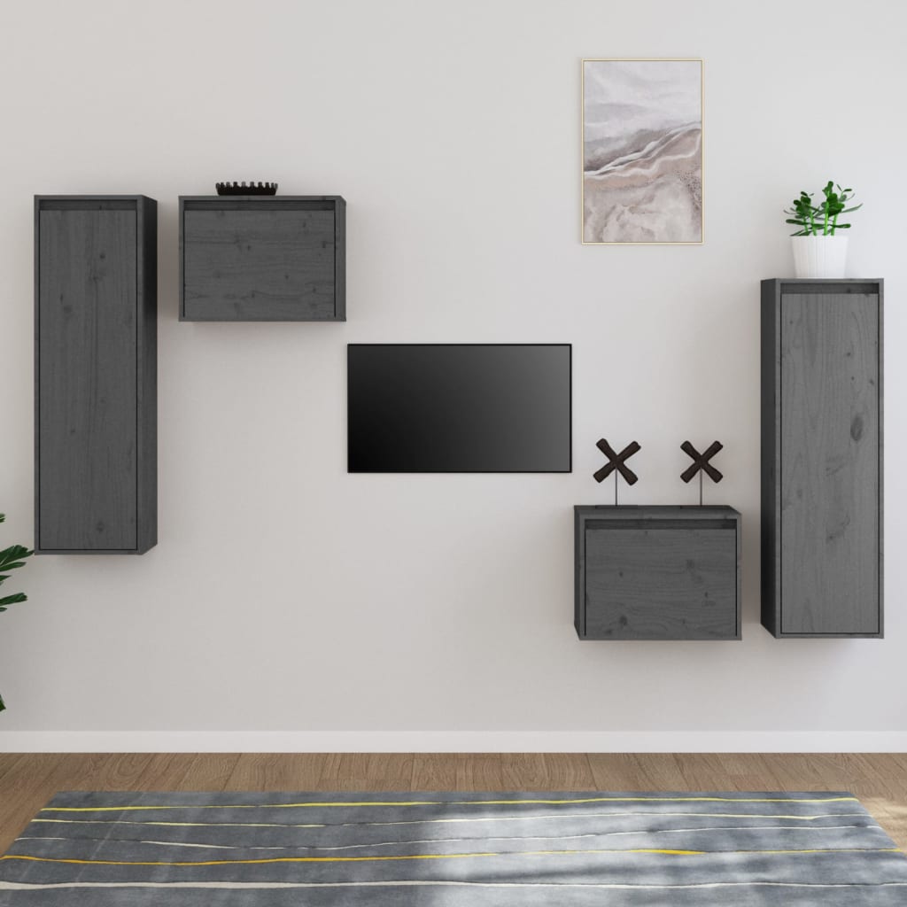 Tv-Bänk 4 St Massiv Furu