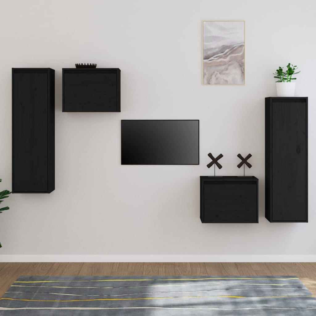 Tv-Bänk 4 St Massiv Furu