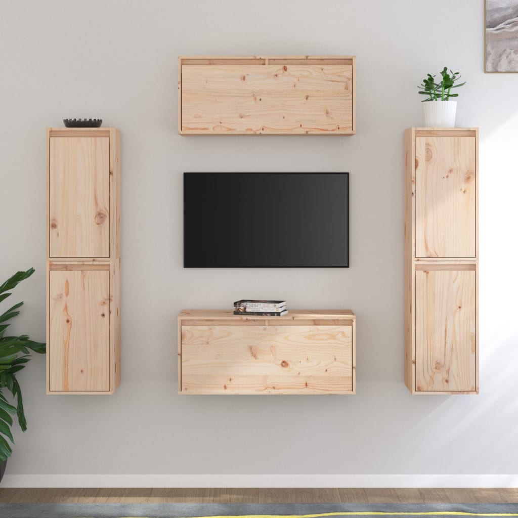 Tv-Bänk 6 St Massiv Furu