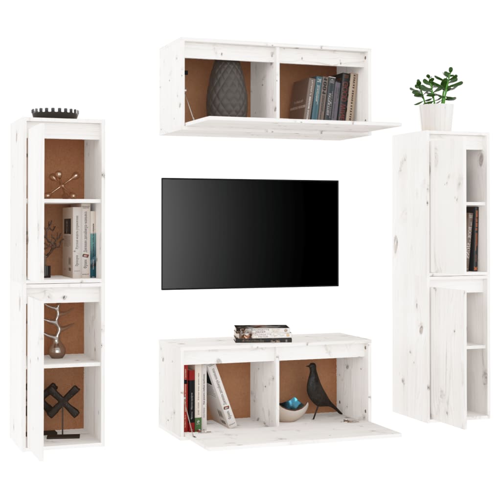 Tv-Bänk 6 St Massiv Furu