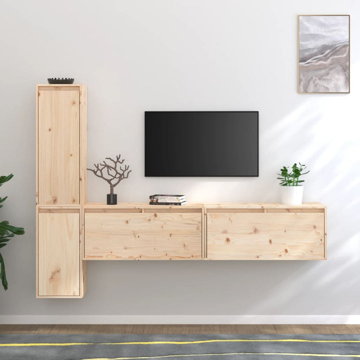 Tv-Bänk 4 Delar Massiv Furu