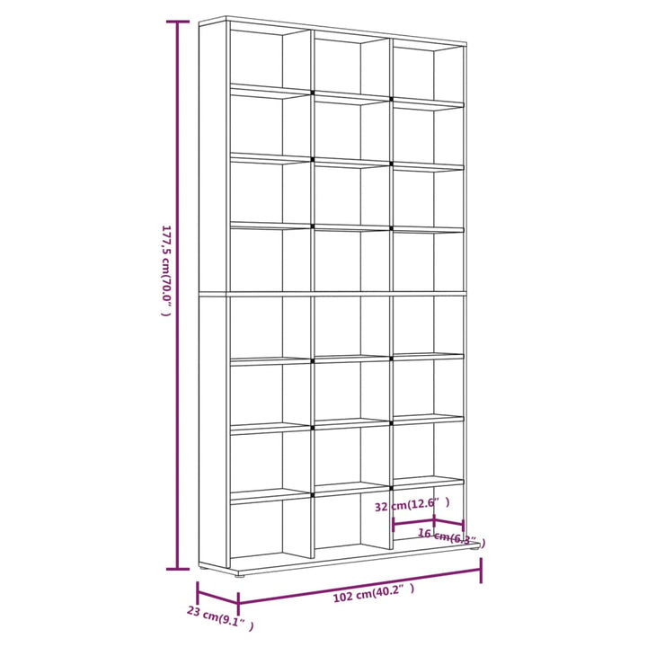 Cd-Hylla 102X23X177,5 Cm Konstruerat Trä