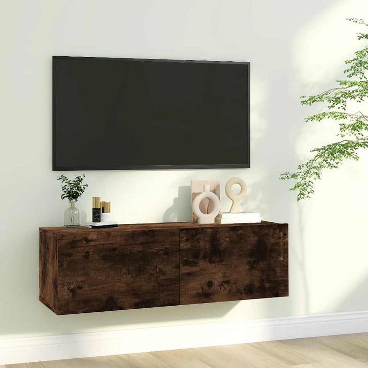 Väggmonterad Tv-Skåp Åldrat Trä 120X30X30 Cm Konstruerat Trä