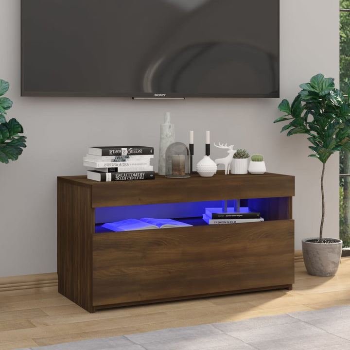 Tv-Bänk Med Led-Lampor 60X35X40 Cm Konstruerat Trä