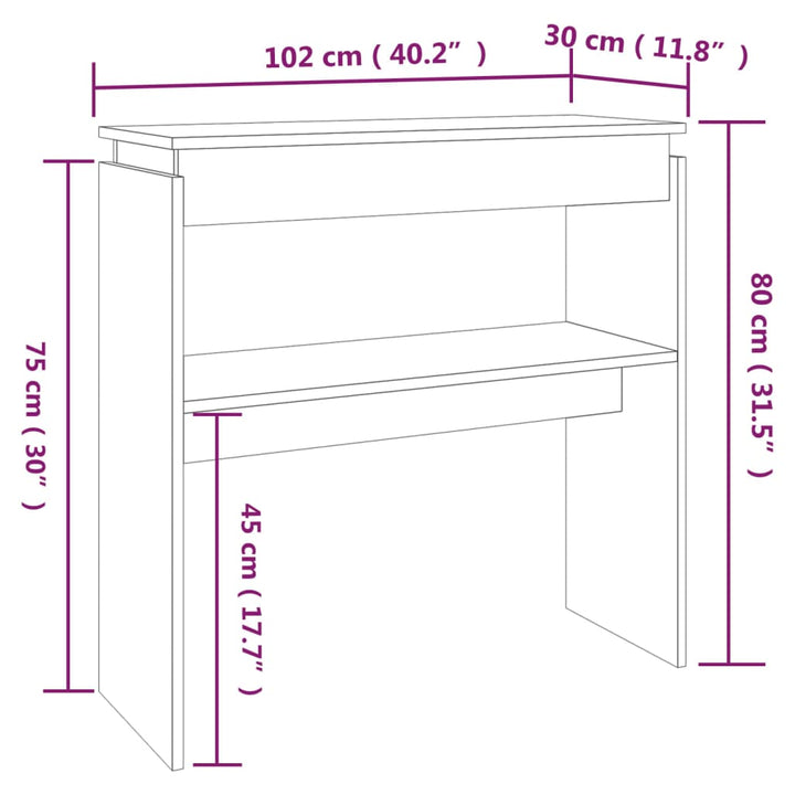 Avlastningsbord 102X30X80 Cm Konstruerat Trä