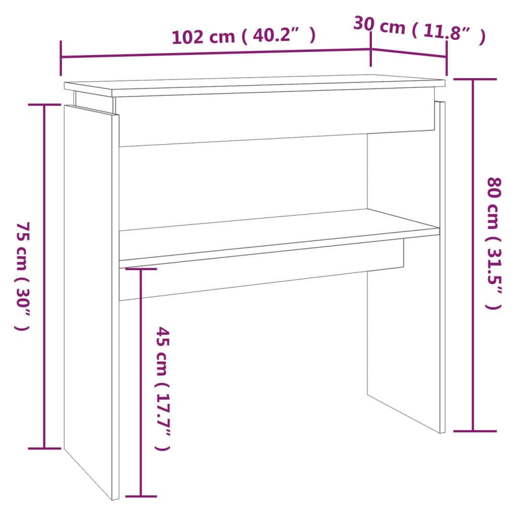Avlastningsbord 102X30X80 Cm Konstruerat Trä