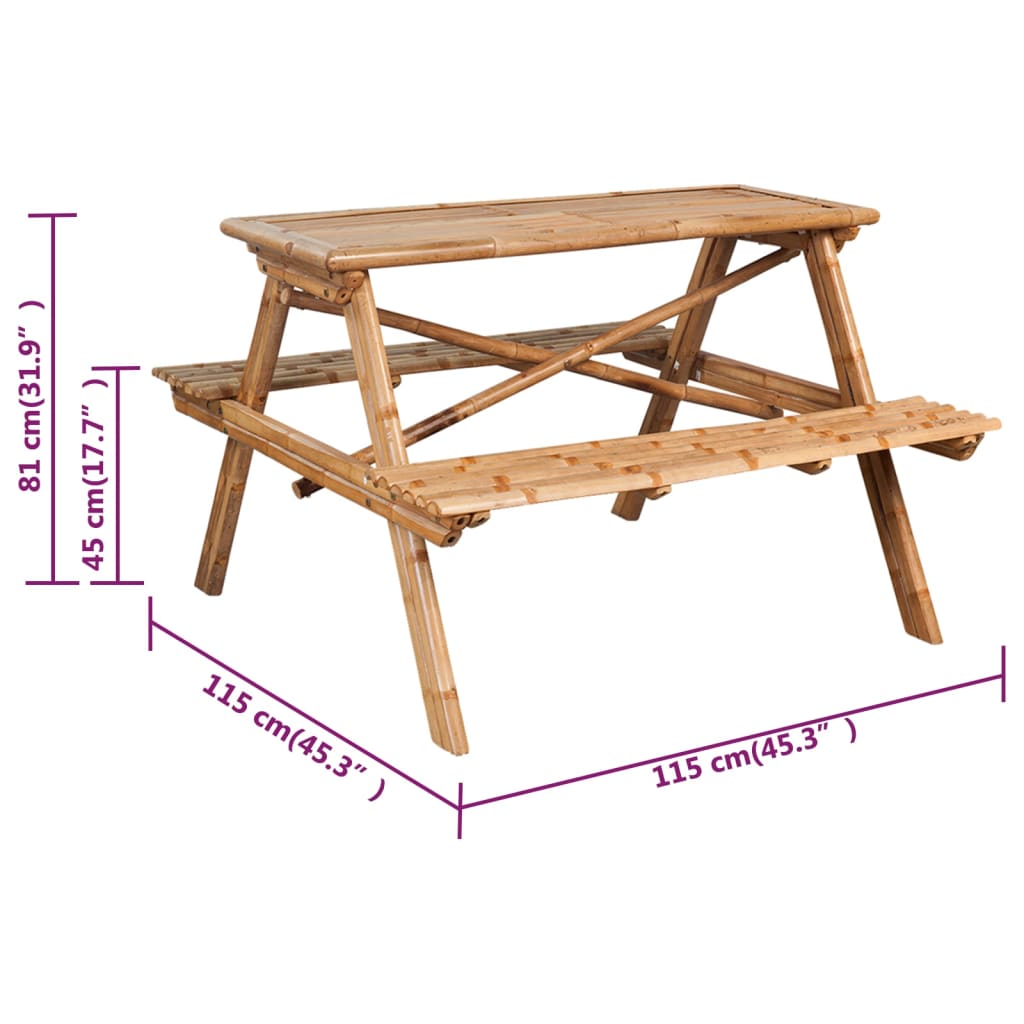 Picknickbord 115X115X81 Cm Bambu
