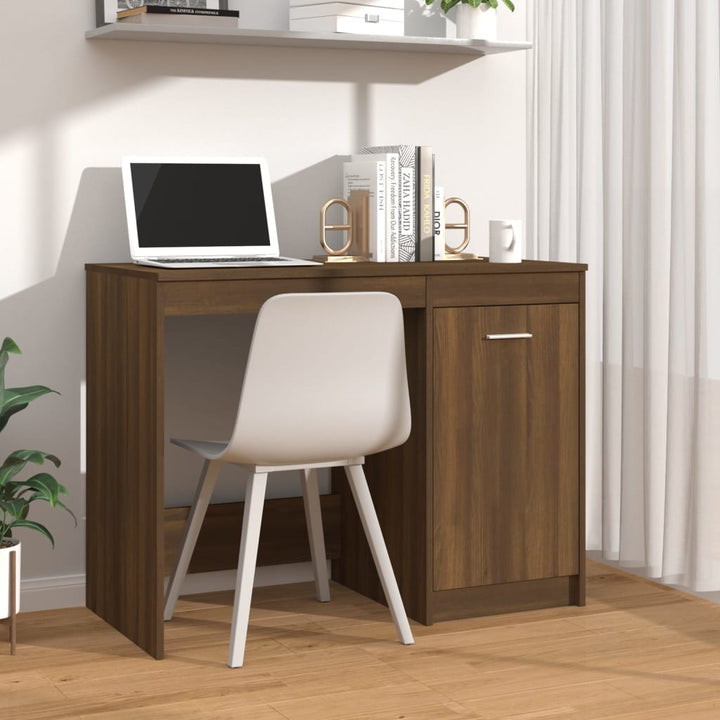 Skrivbord Vit Och Sonoma-Ek 100X50X76 Cm Konstruerat Trä