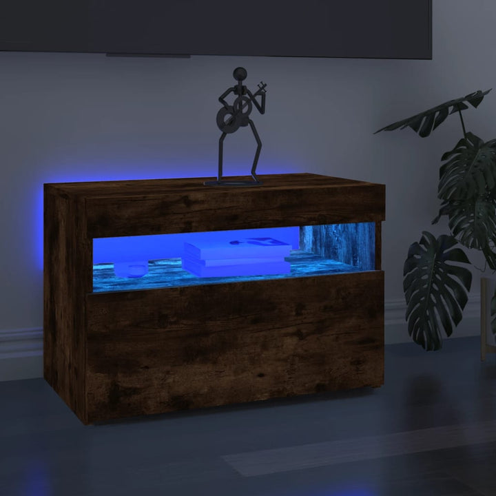 Tv-Bänk Med Led-Lampor 60X35X40 Cm Konstruerat Trä