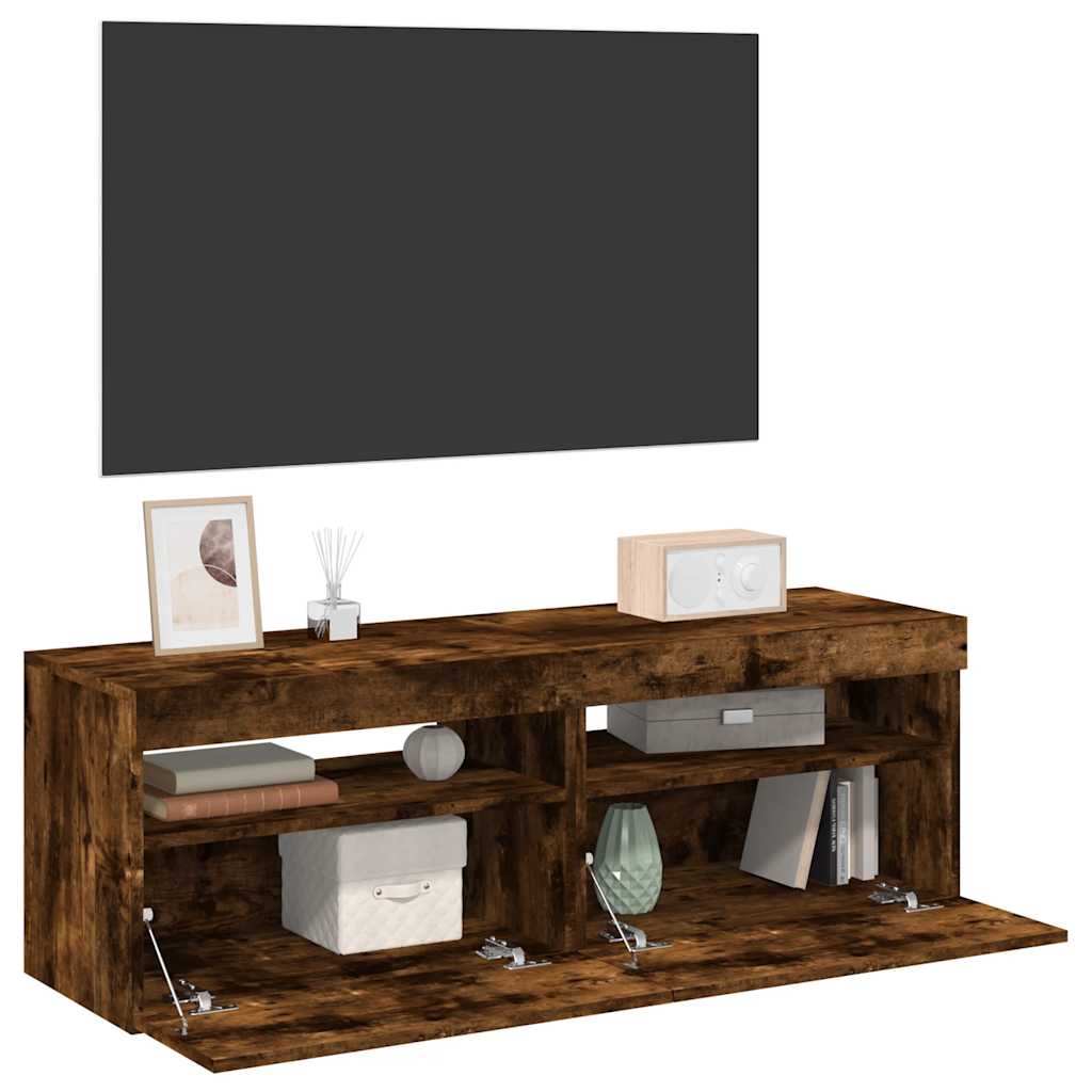 Tv-Bänk Med Led-Lampor 60X35X40 Cm Konstruerat Trä