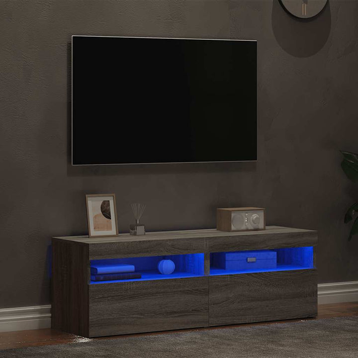 Tv-Bänk Med Led-Lampor 60X35X40 Cm Konstruerat Trä