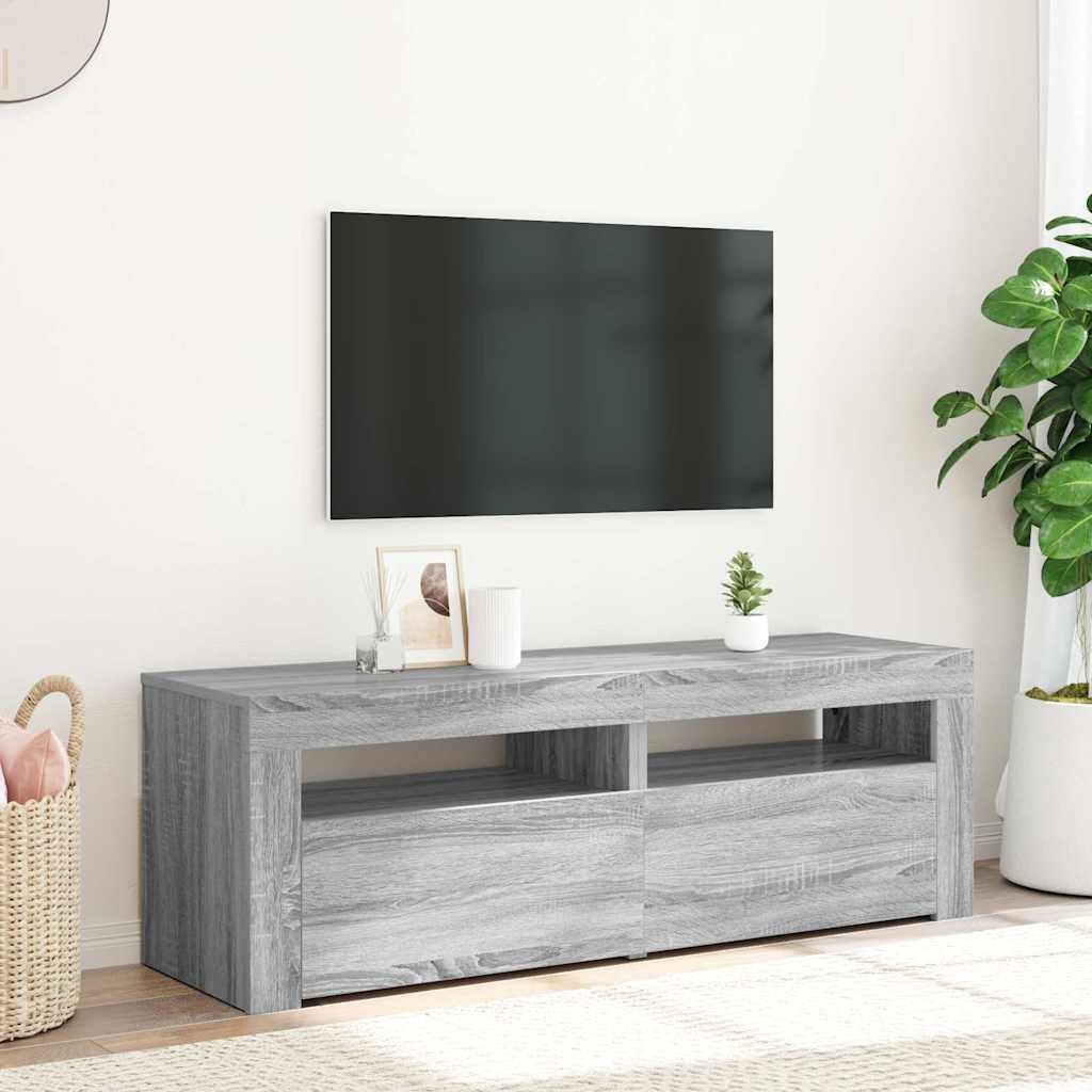 Tv-Bänk Med Led-Lampor 120X35X40 Cm Konstruerat Trä