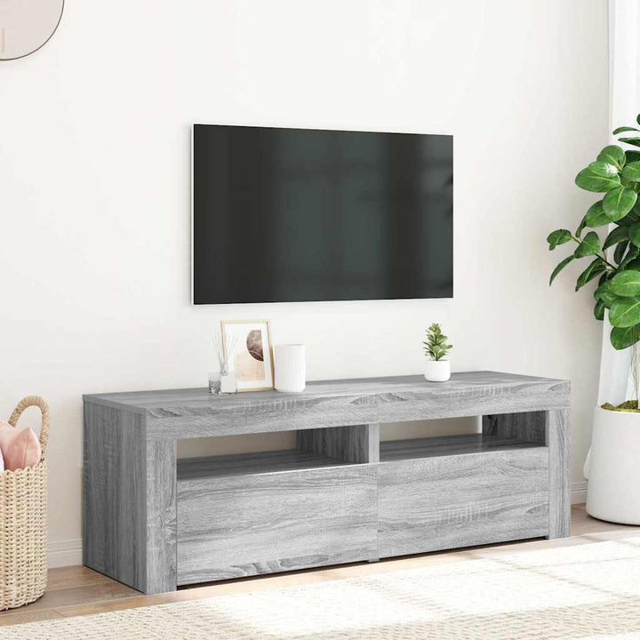 Tv-Bänk Med Led-Lampor 120X35X40 Cm Konstruerat Trä