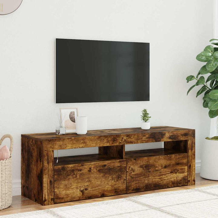 Tv-Bänk Med Led-Belysning Sonoma-Ek 120X35X40 Cm