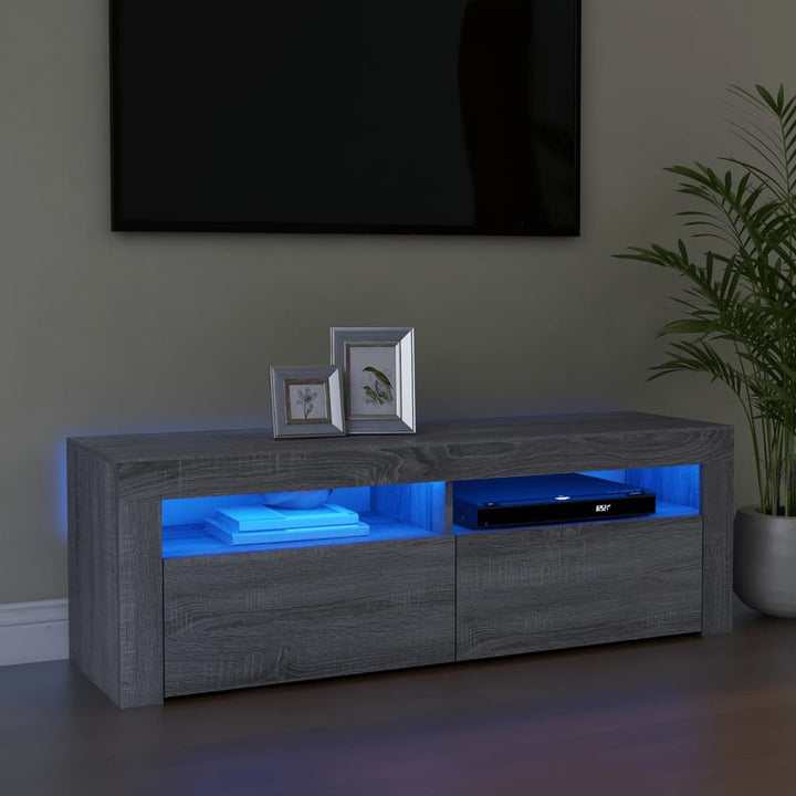 Tv-Bänk Med Led-Belysning Sonoma-Ek 120X35X40 Cm