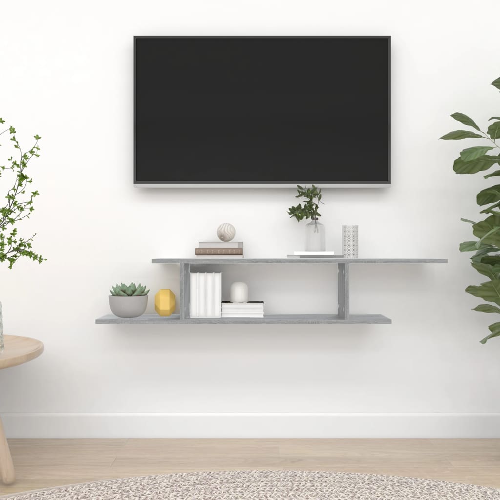 Väggmonterad Tv-Hylla Åldrat Trä 125X18X23 Cm Konstruerat Trä