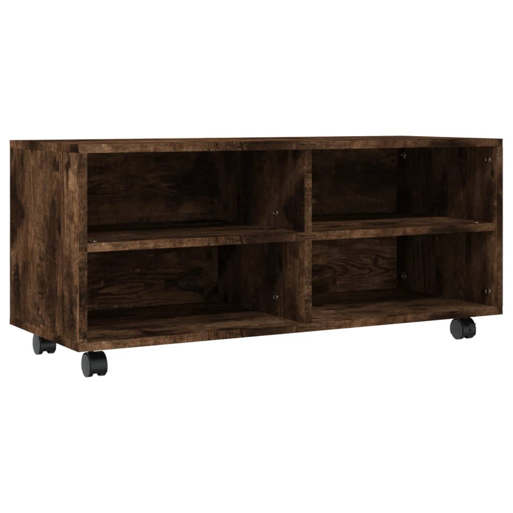 Tv-Bänk Med Hjul 90X35X35 Cm Konstruerat Trä