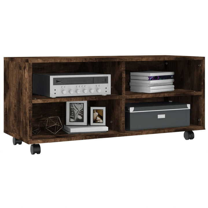 Tv-Bänk Med Hjul 90X35X35 Cm Konstruerat Trä