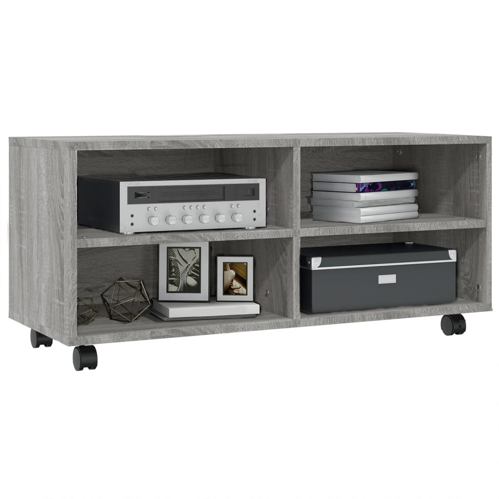 Tv-Bänk Med Hjul 90X35X35 Cm Konstruerat Trä