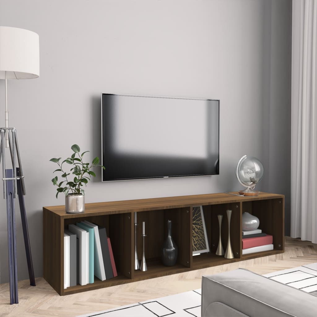 Bokhylla/Tv-Bänk Hantverksmässig Ek 36X30X143Cm Konstruerat Trä