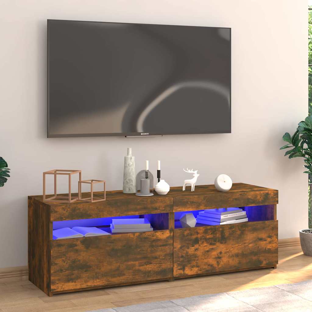 Tv-Bänk Med Led-Lampor 60X35X40 Cm Konstruerat Trä