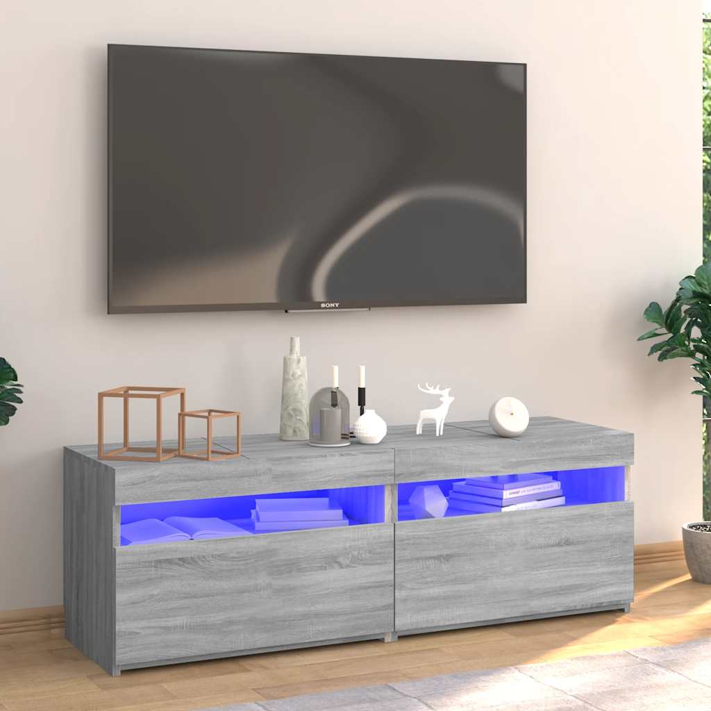 Tv-Bänk Med Led-Lampor 60X35X40 Cm Konstruerat Trä