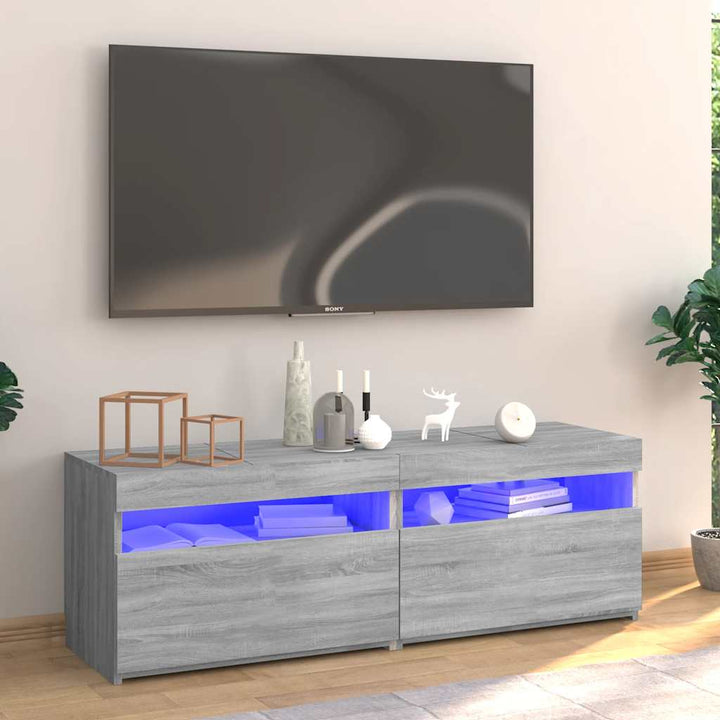 Tv-Bänk Med Led-Lampor 60X35X40 Cm Konstruerat Trä