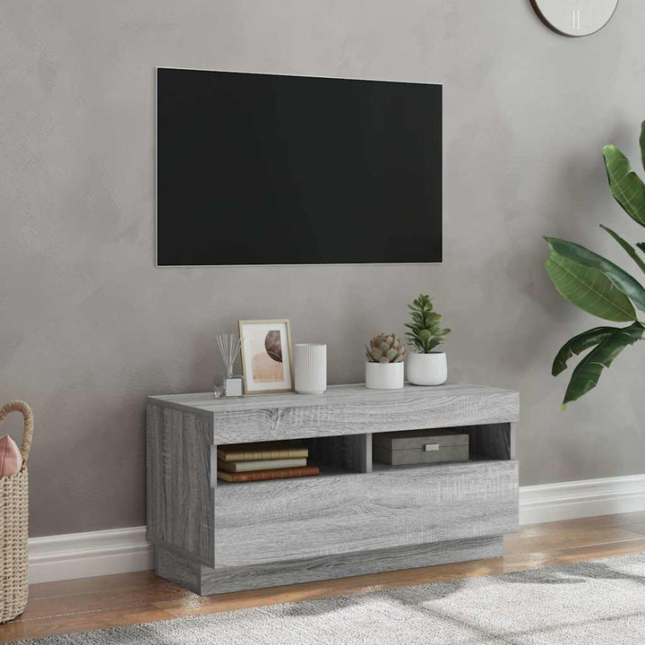 Tv-Bänk Med Led-Lampor 100X35X40 Cm Konstruerat Trä