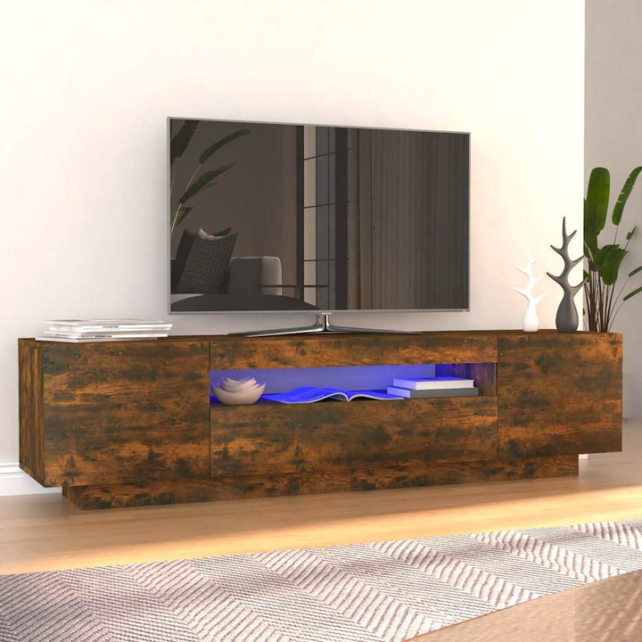 Tv-Bänk Med Led-Lampor 160X35X40 Cm Konstruerat Trä