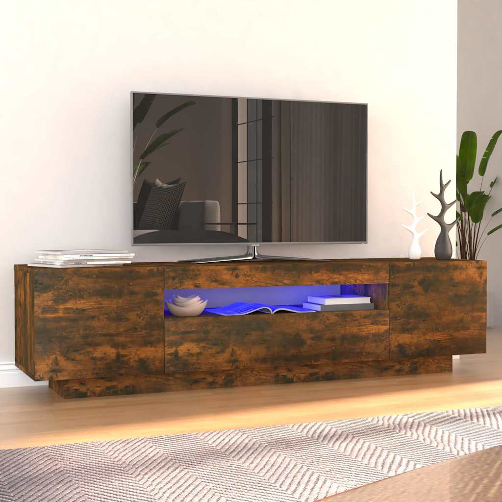 Tv-Bänk Med Led-Lampor 160X35X40 Cm Konstruerat Trä