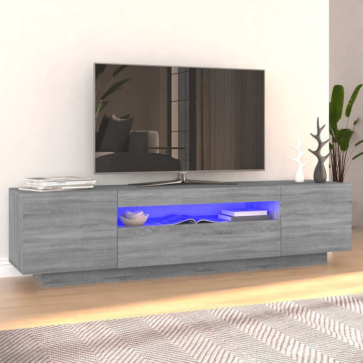 Tv-Bänk Med Led-Lampor Åldrat Trä 160X35X40 Cm Konstruerat Trä