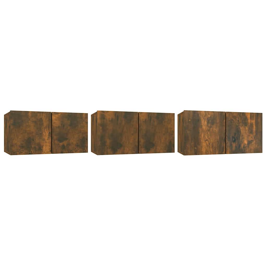 Tv-Bänkset 3 Pcs Brun Konstruerat Trä
