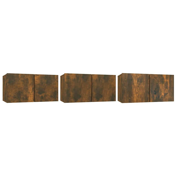 Tv-Bänkset 3 Pcs Brun Konstruerat Trä