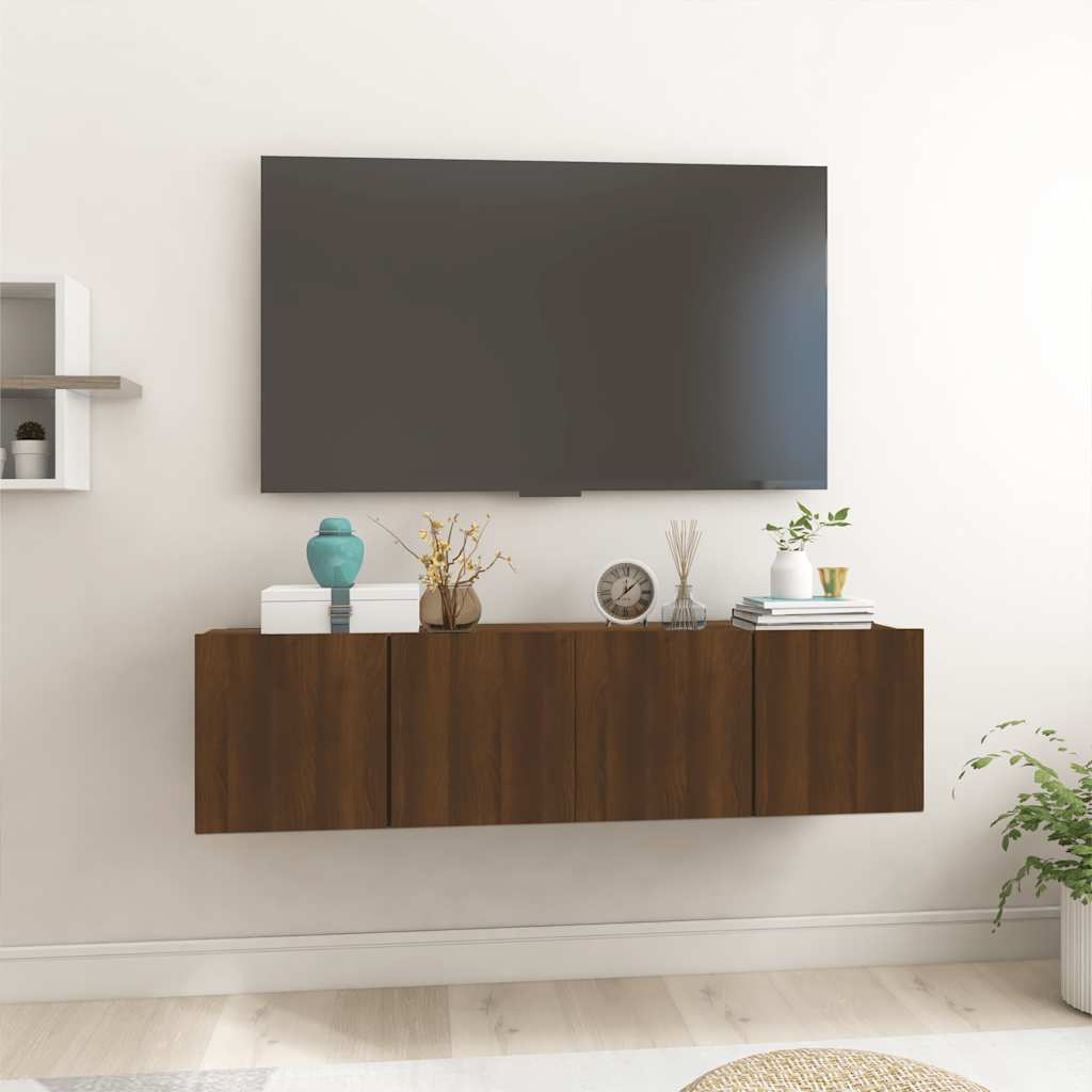 Tv-Bänkset 3 Pcs Brun Konstruerat Trä