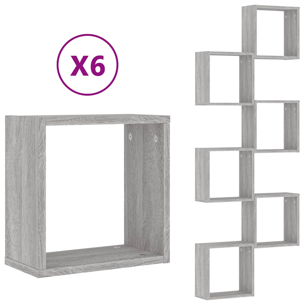 Väggkubhyllor 6 St