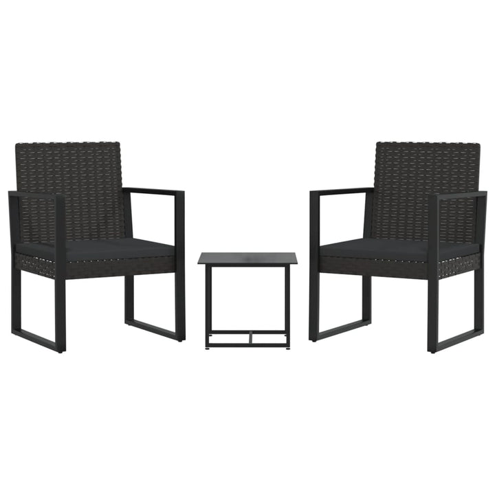 Loungegrupp För Trädgården Med Dynor 3 Delar Svart Konstrotting