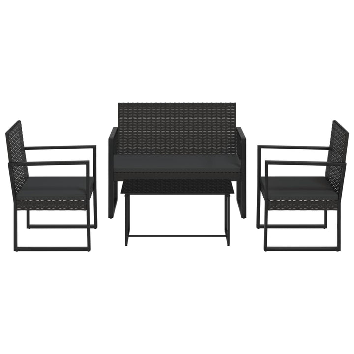 Loungegrupp För Trädgården Med Dynor 4 Delar Svart Konstrotting
