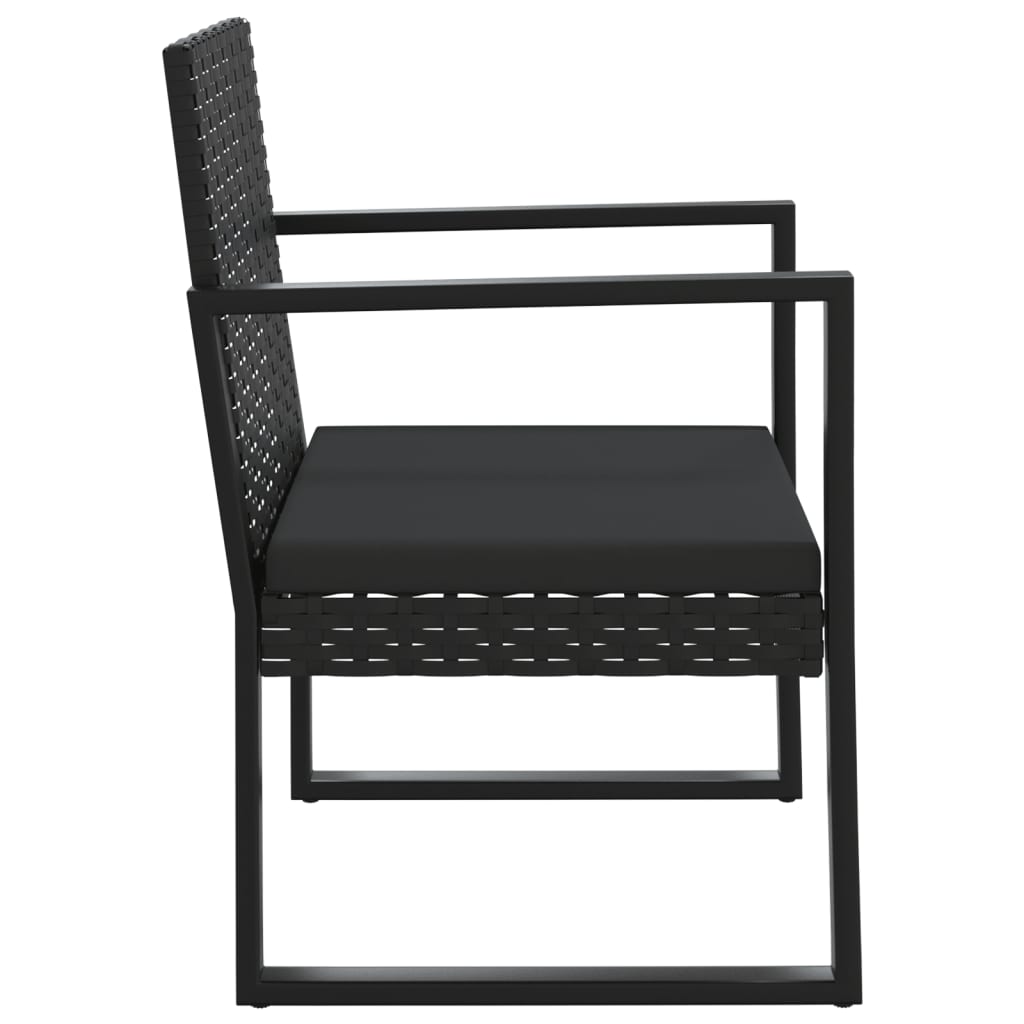 Loungegrupp För Trädgården Med Dynor 4 Delar Svart Konstrotting